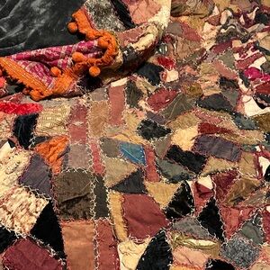 Patchwork Throw Blanket with Tassels